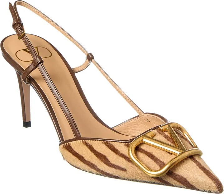 Valentino Vlogo Signature 80 Haircalf & Leather Slingback Pump