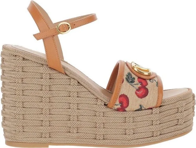 Valentino VLogo Signature Cherryfic-Printed Open Toe Sandals