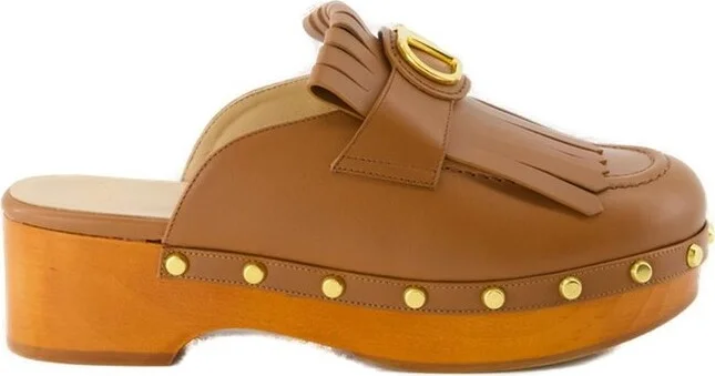 Valentino VLogo Signature Fringed Slip-On Clogs