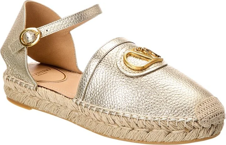 Valentino Vlogo Signature Grainy Leather Espadrille
