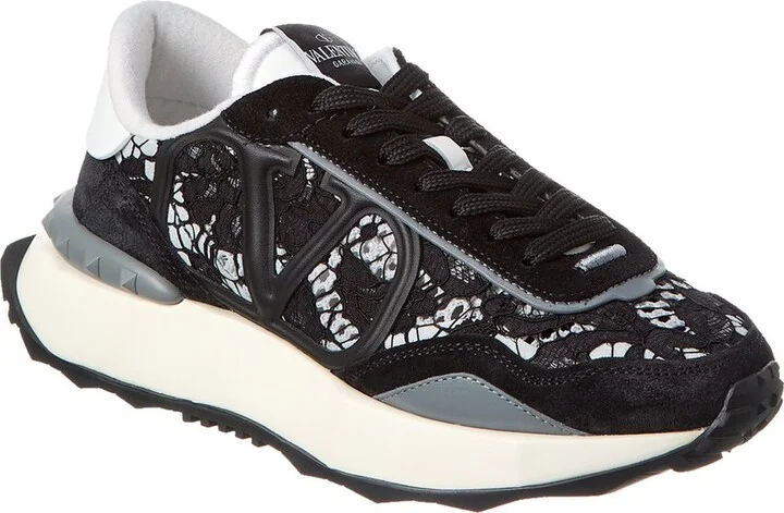 Valentino Vlogo Signature Lace & Suede Sneaker