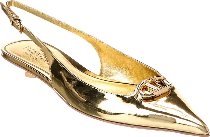 Valentino Vlogo Signature Leather Slingback Flat