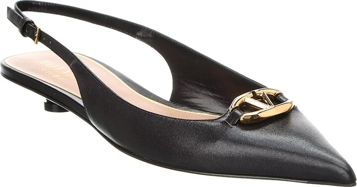 Valentino Vlogo Signature Leather Slingback Pump