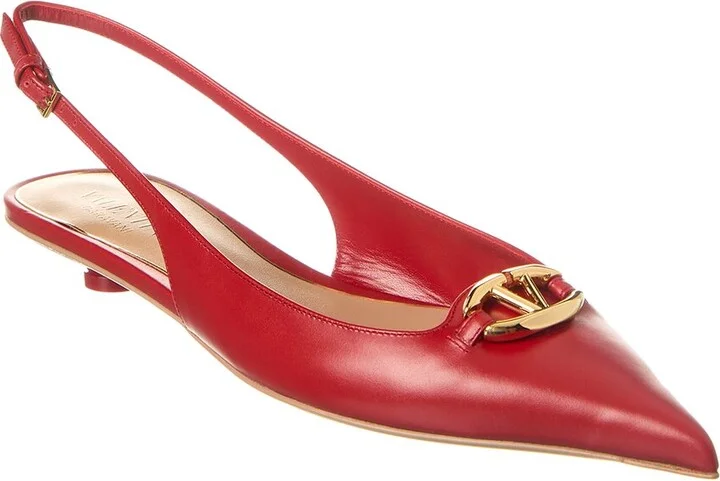 Valentino Vlogo Signature Leather Slingback Pump