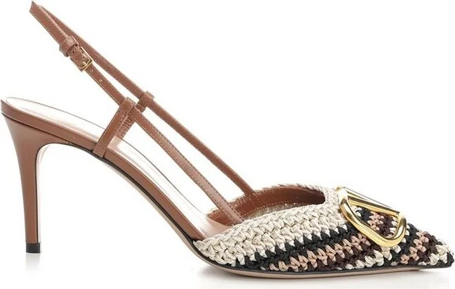 Valentino VLogo Signature Pointed Toe Slingback Pumps