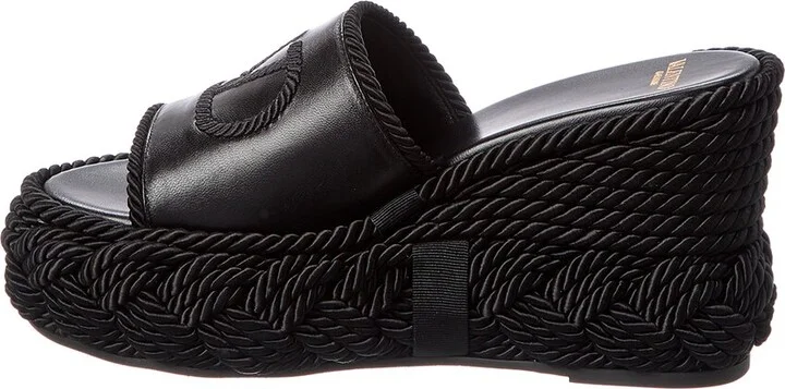 Valentino Vlogo Silk Torchon 100 Leather Wedge Sandal - Image 2