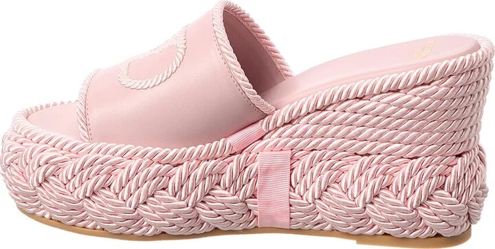 Valentino Vlogo Silk Torchon 100 Leather Wedge Sandal - Image 2