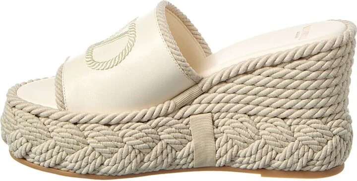 Valentino Vlogo Silk Torchon 100 Leather Wedge Sandal - Image 2