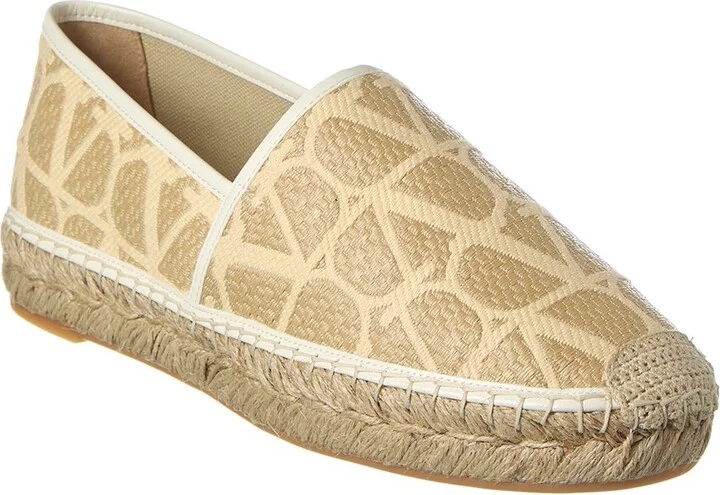Valentino Vlogo Toile Iconographe Canvas & Leather Espadrille
