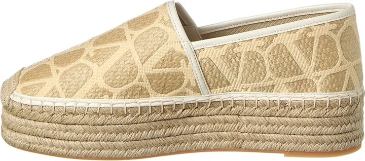 Valentino Vlogo Toile Iconographe Canvas & Leather Platform Espadrille - Image 2