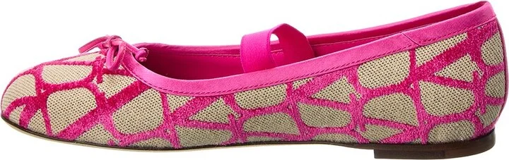 Valentino Vlogo Toile Iconographe Canvas & Satin Ballerina Flat - Image 2