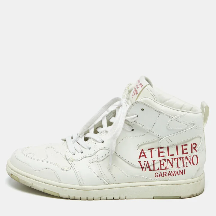 Valentino White Leather Atelier High Top Sneakers Size 43