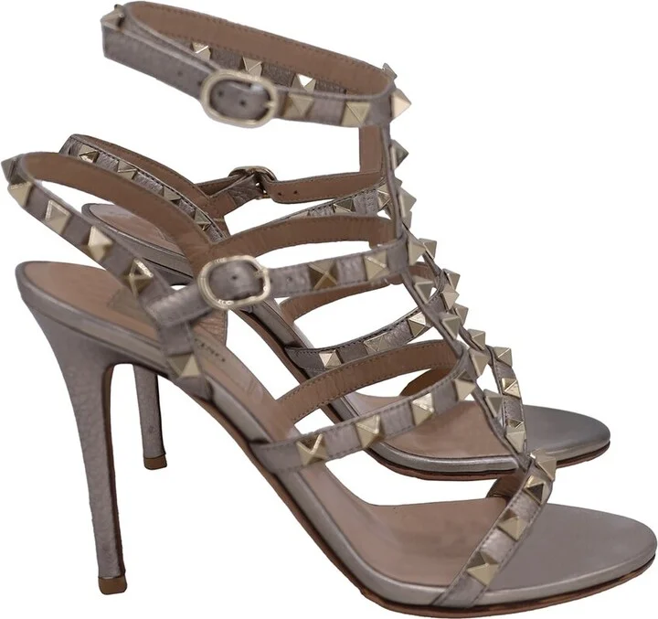 Valentino Women's Leather Rockstud Caged 100 Sandal (Authentic Pre-Loved)