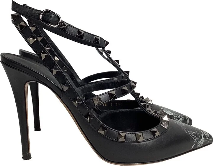 Valentino Women's Leather X UNDERCOVER Rockstud Ankle Strap Pump (Authentic Pre-Loved)