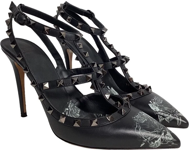 Valentino Women's Leather X UNDERCOVER Rockstud Ankle Strap Pump (Authentic Pre-Loved)