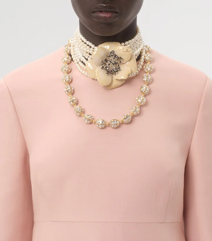 Valentino Wool-Silk Floral-Sleeve Midi Dress - Image 2