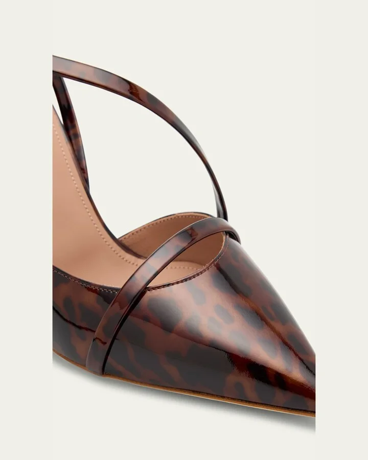 Valeria Pointed-Toe Tortoise Patent Leather Pumps - Image 5