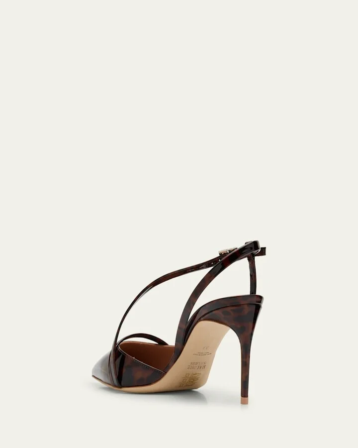 Valeria Pointed-Toe Tortoise Patent Leather Pumps - Image 7