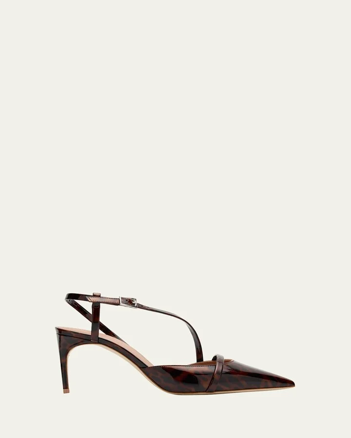 Valeria Pointed-Toe Tortoise Patent Leather Pumps
