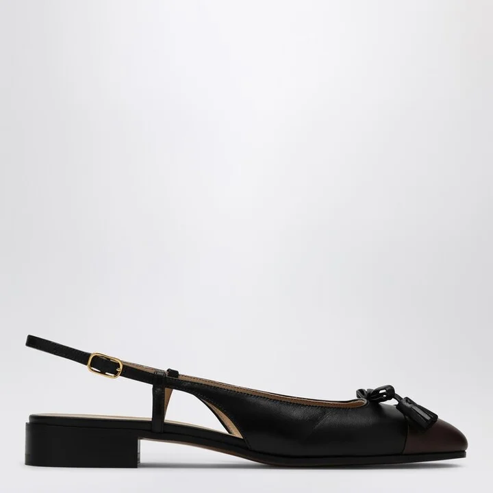 Valet Du Roi Slingback Ballerina Flats in Black/Coffee
