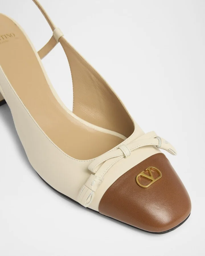 Valet Du Roi VLogo Leather Slingback Pumps - Image 4