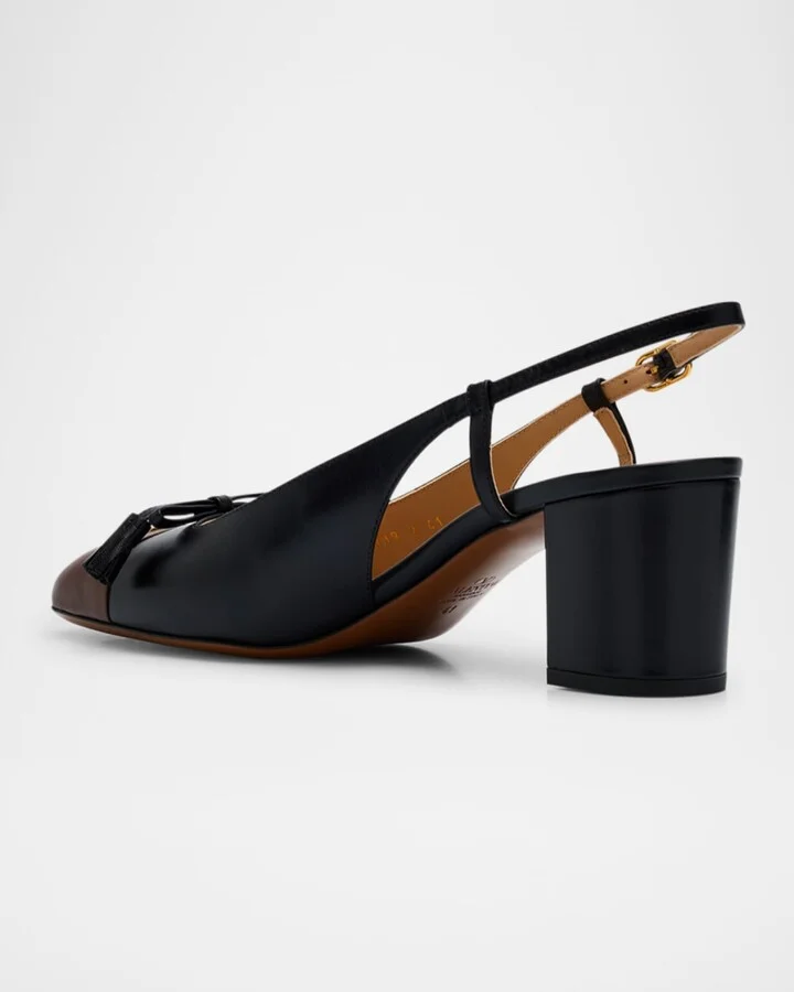 Valet Du Roi VLogo Leather Slingback Pumps - Image 5