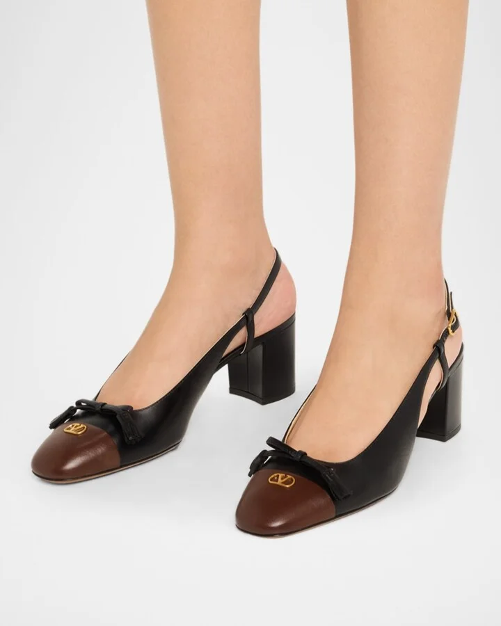 Valet Du Roi VLogo Leather Slingback Pumps - Image 6
