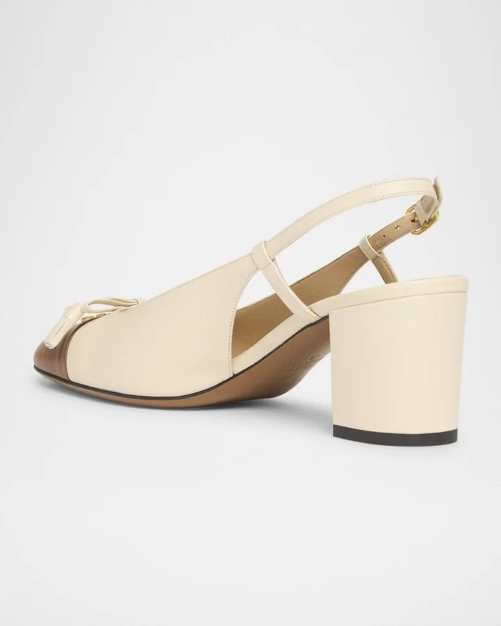 Valet Du Roi VLogo Leather Slingback Pumps - Image 7