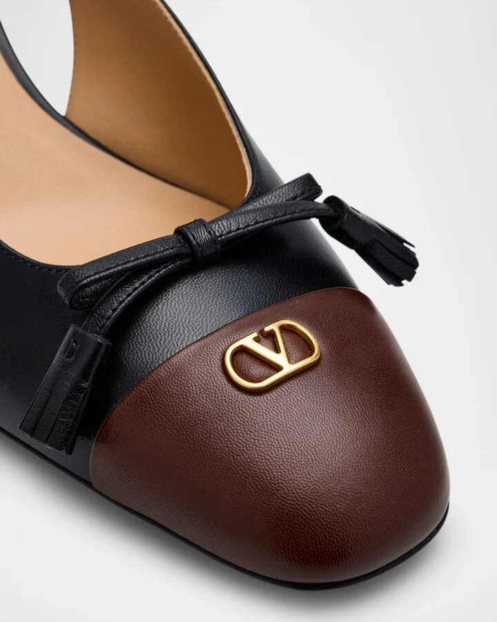 Valet Du Roi VLogo Leather Slingback Pumps - Image 9