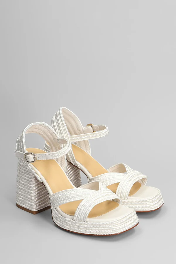 Valle-142 Sandals In White Fabric - Image 2