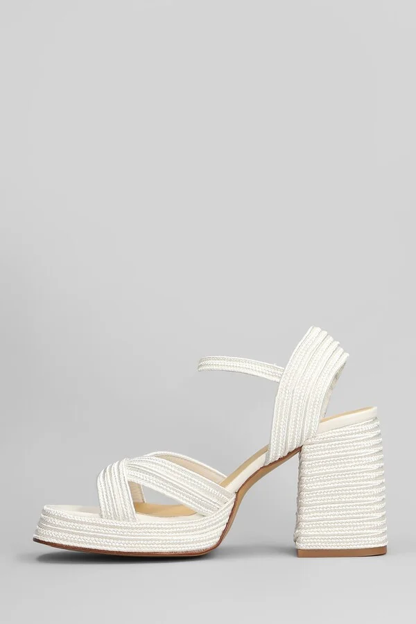 Valle-142 Sandals In White Fabric - Image 3