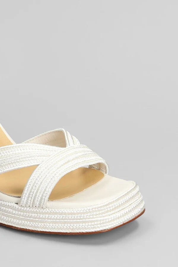 Valle-142 Sandals In White Fabric - Image 5