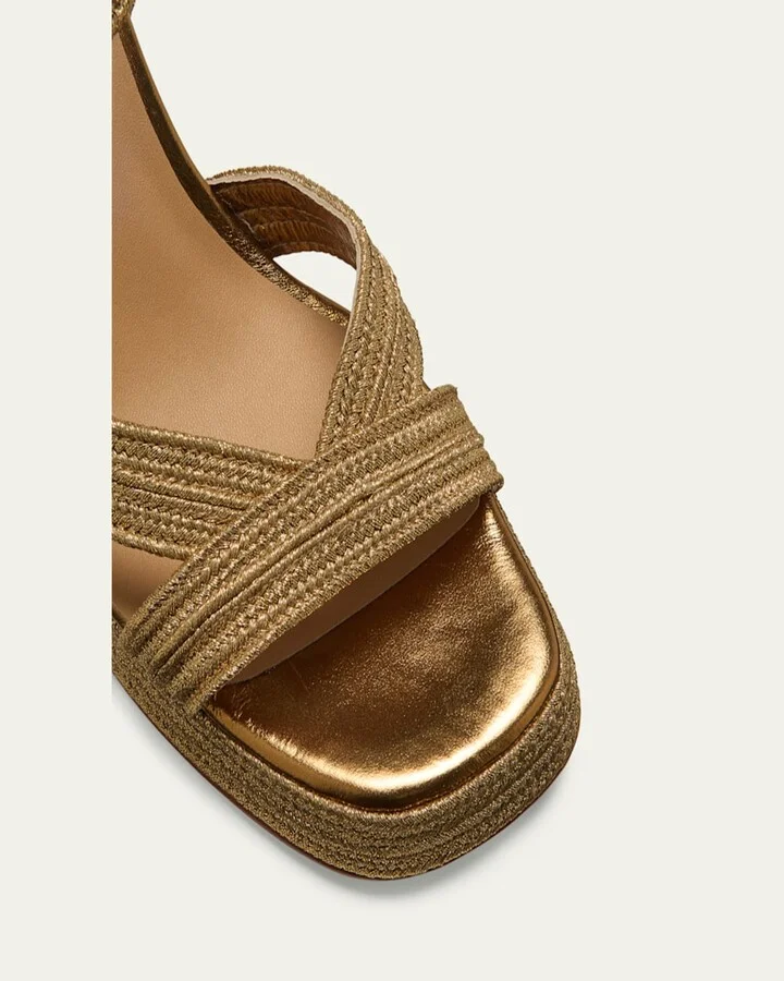 Valle Metallic Raffia Platform Sandals - Image 2