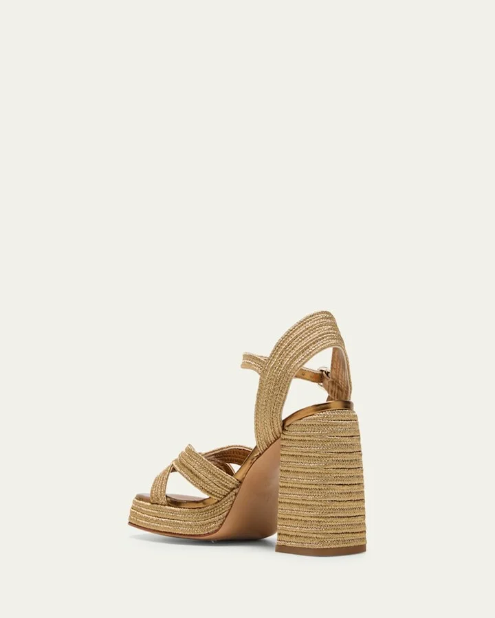 Valle Metallic Raffia Platform Sandals - Image 7