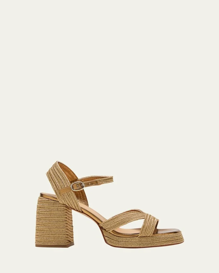 Valle Metallic Raffia Platform Sandals