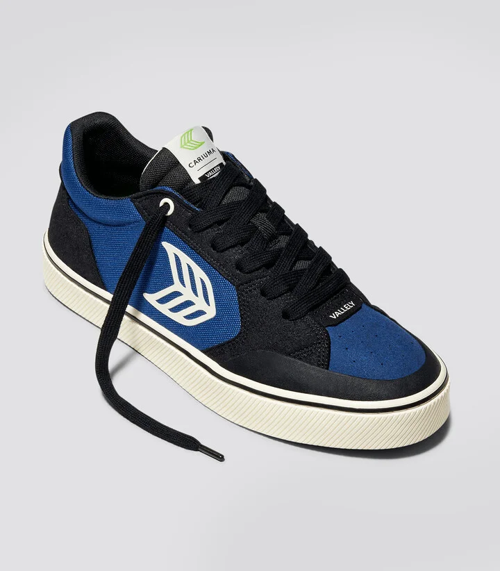 VALLELY PRO Black Suede Mystery Blue Cordura Ivory Logo Sneaker Women - Image 2