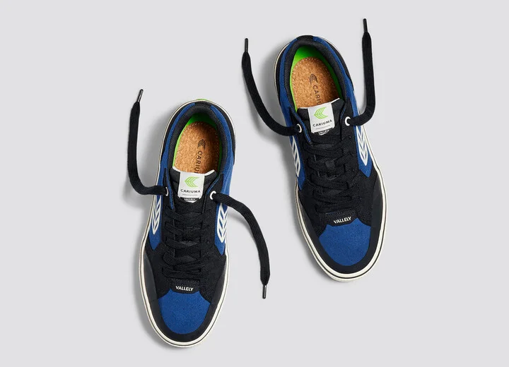 VALLELY PRO Black Suede Mystery Blue Cordura Ivory Logo Sneaker Women - Image 7