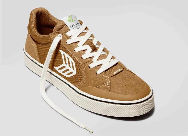 VALLELY PRO Camel Suede and Cordura Ivory Logo Sneaker Women - Image 4