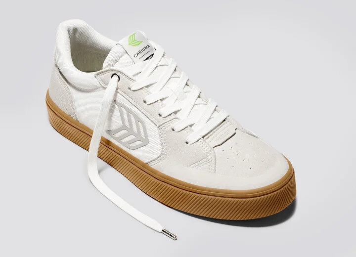 VALLELY PRO Gum Vintage White Suede Off-White Cordura Light Grey Logo Sneaker Men - Image 4