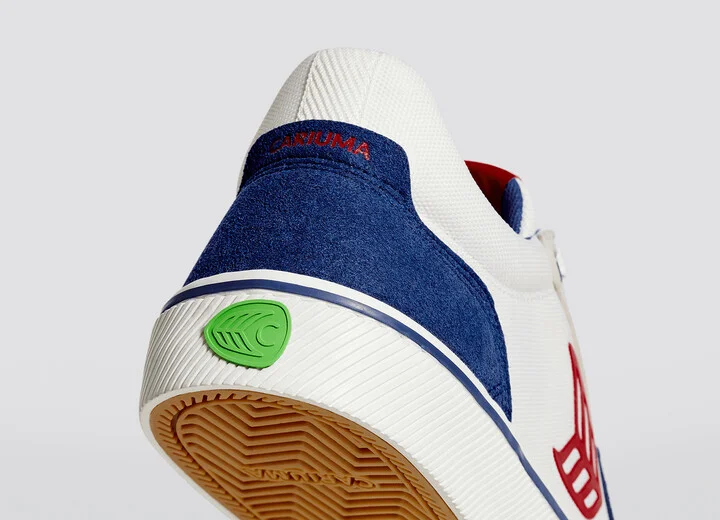 VALLELY PRO Mystery Blue Suede and Off-White Cordura Red Logo Sneaker Men - Image 6