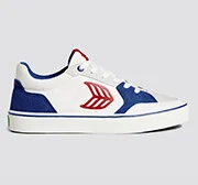 VALLELY PRO Mystery Blue Suede and Off-White Cordura Red Logo Sneaker Men - Image 9