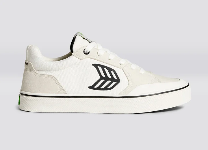 VALLELY PRO Vintage White Suede and Off-White Cordura Black Logo Sneaker Men - Image 3