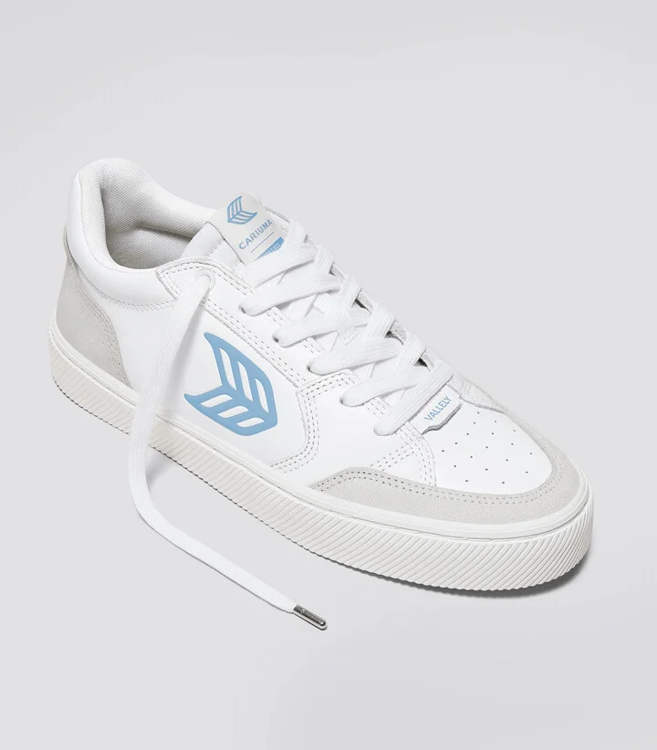 VALLELY White Leather Vintage White Suede Argentina Blue Logo Sneaker Men - Image 2
