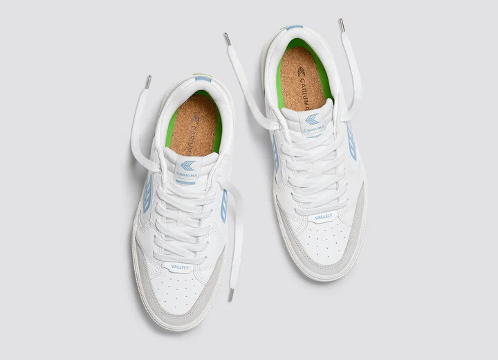 VALLELY White Leather Vintage White Suede Argentina Blue Logo Sneaker Men - Image 6