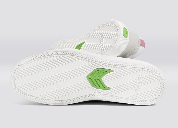 VALLELY White Leather Vintage White Suede Blush Pink Logo Sneaker Men - Image 5