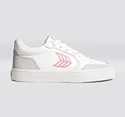 VALLELY White Leather Vintage White Suede Blush Pink Logo Sneaker Women - Image 8