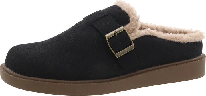 VALLERY Womens Faux Fur Manmade Slide Slippers