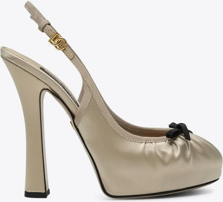 Vally 105 Satin Slingback Platform Pumps