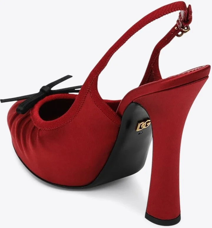 Vally 105 Satin Slingback Pumps with Upper Bow - Image 2
