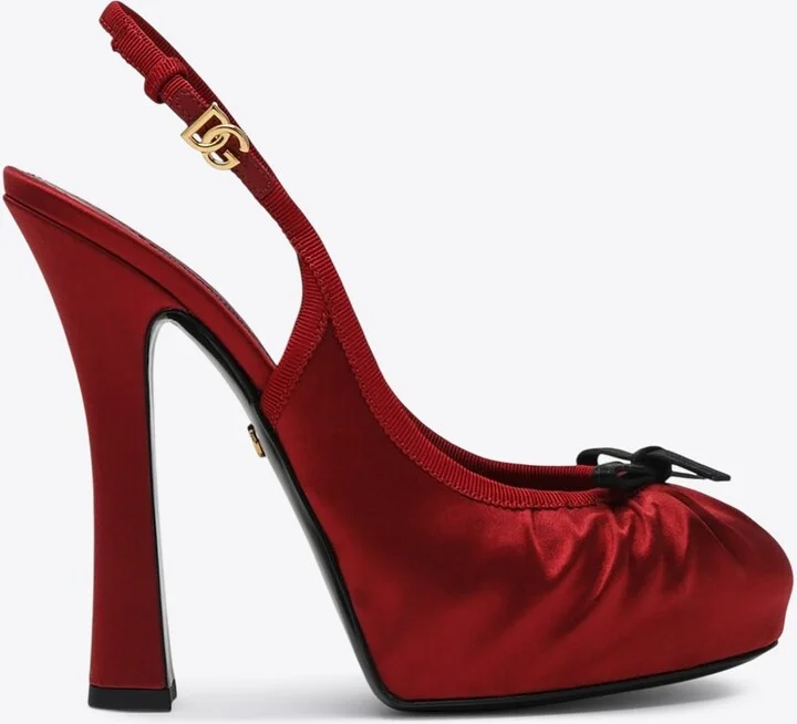Vally 105 Satin Slingback Pumps with Upper Bow
